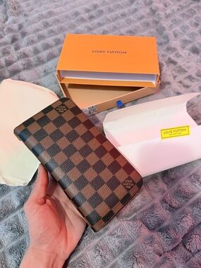 Louis Vuitton Damier Ebene Checkbook Wallet in Brown